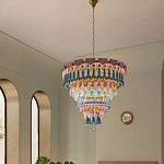 Люстра круглая с декором из разноцветных элементов в виде листьев Changing Seasons варинант исполнения - 6 | Loft Concept в Грозном