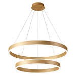 Люстра подвесная светодиодная с двумя золотистыми кольцами Диаметр 80 см Ring Horizontal варинант исполнения - 1 | Loft Concept в Грозном