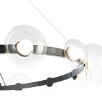 Люстра подвесная круглая с 12-ю прозрачными куполообразными плафонами и черным металлическим основанием Flos Wireline Lighting варинант исполнения - 5 | Loft Concept в Грозном