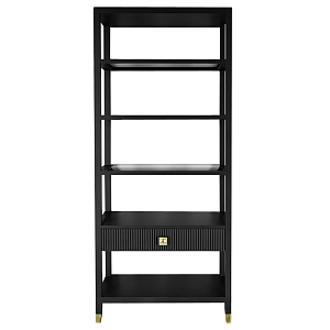 Стеллаж Elsa Dreams Black со стеклянными полками и ящиком