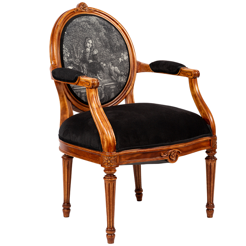 Кресло Marimon Armchair Left Черно-белый Коричневый в Грозном | Loft Concept 