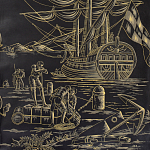 Обои ручная роспись Views of Italy Gold Outline варинант исполнения - 2 | Loft Concept в Грозном