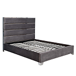 Кровать двуспальная серая с высоким мягким изголовьем Heart of the Bedroom варинант исполнения - 1 | Loft Concept в Грозном