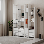 Стеллаж прямой ассиметричный с полками и 4-мя дверцами ARYA BOOKCASE WHITE варинант исполнения - 5 | Loft Concept в Грозном