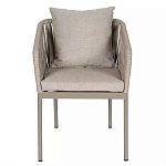 Стул серо-бежевый с декоративным плетением на спинке и подлокотниках Chair Weave варинант исполнения - 1 | Loft Concept в Грозном