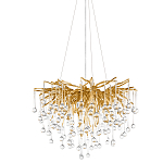 Люстра подвесная с прозрачными стеклянными подвесками в форме капель Диаметр 60 см Droplet Chandelier варинант исполнения - 1 | Loft Concept в Грозном