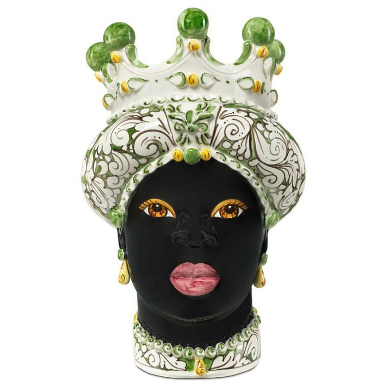Ваза Vase Moro Lady Ornate Dark Green Черный Зеленый Белый Ваза Vase Moro Lady Ornate Dark Green Черный Зеленый Белый в Грозном | Loft Concept