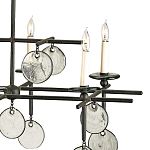 Люстра линейная черная с круглыми прозрачными подвесками  Horizontal Rectangular Chandelier варинант исполнения - 1 | Loft Concept в Грозном