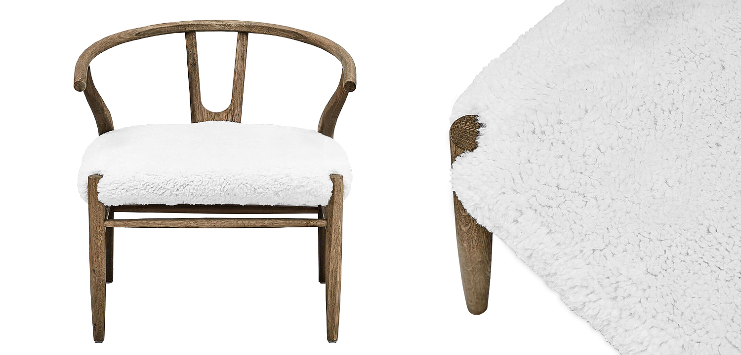 Стул Wishbone Faux Fur Stool Стул Wishbone Faux Fur Stool - Loft-Concept в Грозном