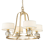 Люстра цвета латунь с 4-мя тканевыми абажурами и стеклянными шарами Quoizel варинант исполнения - 1 | Loft Concept в Грозном