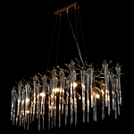 Люстра подвесная прямоугольная с бронзовыми акцентами и прозрачными стеклянными каплями Droplet Chandelier варинант исполнения - 4 | Loft Concept в Грозном