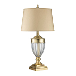 Настольная лампа со тканевым абажуром и прозрачным ребристым стеклянным основанием Quoizel варинант исполнения - 5 | Loft Concept в Грозном