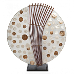 Настольная лампа из перламутра и дерева на подставке Indonesian Round Shell варинант исполнения - 2 | Loft Concept в Грозном