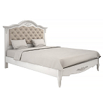 Кровать белая из массива бука с основанием и мягким изголовьем в стиле прованс White Provence варинант исполнения - 1 | Loft Concept в Грозном