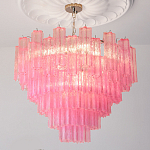 Элитная Люстра Textured Glass Pink Chandelier Ярко Розовое стекло варинант исполнения - 1 | Loft Concept в Грозном