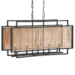 Люстра прямоугольной формы с чёрным каркасом и вставкой из плетеного материала Cage for Light варинант исполнения - 4 | Loft Concept в Грозном
