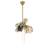 Люстра подвесная со стеклянными плафонами из дымчатого и золотистого с тремя вертикальными подвесками Gilded Mirage  варинант исполнения - 5 | Loft Concept в Грозном