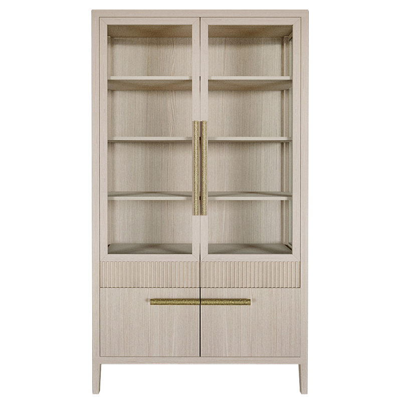 Витрина Primo со стеклянными фасадами и буфетом шпон Светлый дуб Древесина Золотой в Грозном | Loft Concept 