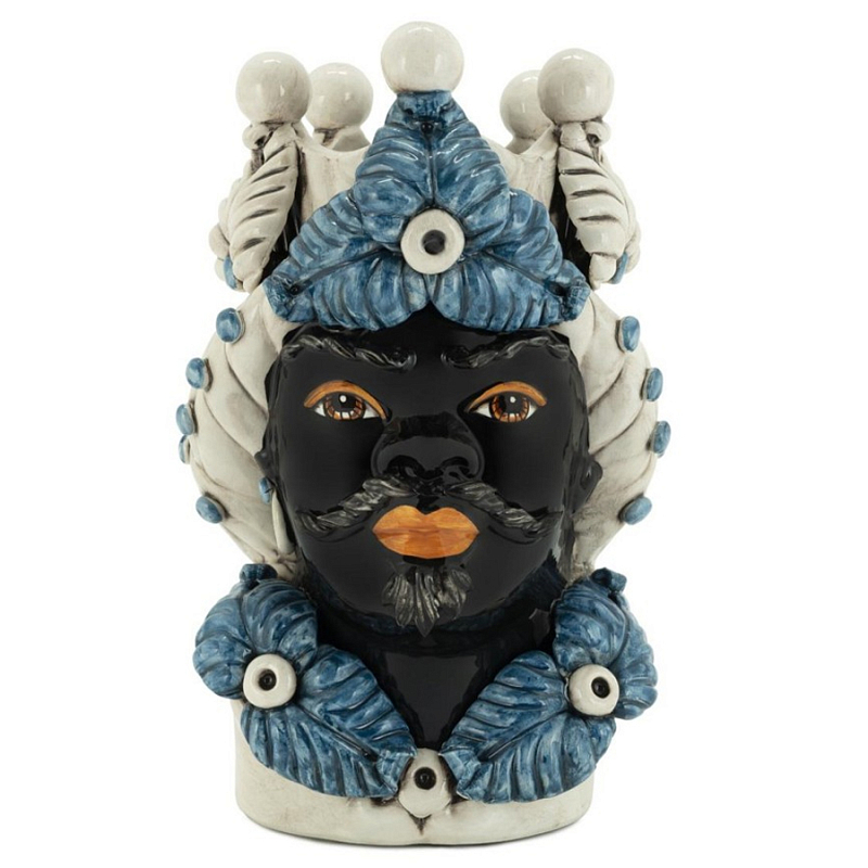 Ваза Vase Moro Man Eve Blue Черный Бежевый Голубой Ваза Vase Moro Man Eve Blue Черный Бежевый Голубой в Грозном | Loft Concept