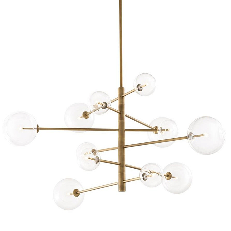 Люстра Chandelier Argento L Латунь Античная полированная Прозрачное Стекло в Грозном | Loft Concept 