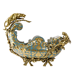 Чаша голубого цвета с оранментом и и бронзовыми фигурами леопардов Eden Garden варинант исполнения - 1 | Loft Concept в Грозном