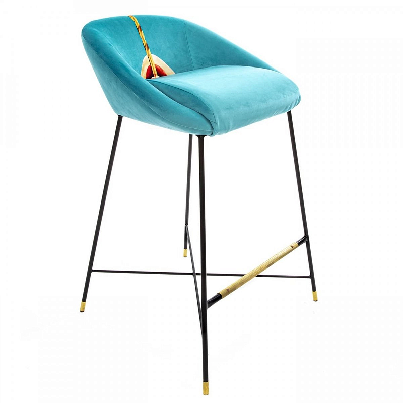 Барный стул Seletti High Stool Drill Черный Бирюзовый Барный стул Seletti High Stool Drill Черный Бирюзовый в Грозном | Loft Concept