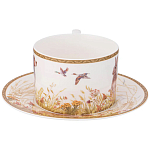 Чайная пара из фарфора с изображением собаки и зайцев 300 мл Hunting Porcelain Collection 2 варинант исполнения - 2 | Loft Concept в Грозном