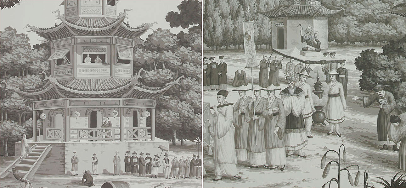 Обои ручная роспись Procession Chinoise Eau Forte on scenic paper Обои ручная роспись Procession Chinoise Eau Forte on scenic paper - Loft-Concept в Грозном