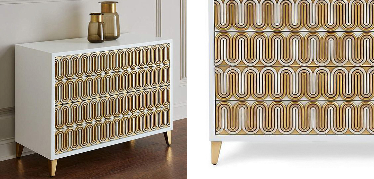 Комод Park Avenue Brass Wave Pattern Chest of Drawers Комод Park Avenue Brass Wave Pattern Chest of Drawers - Loft-Concept в Грозном