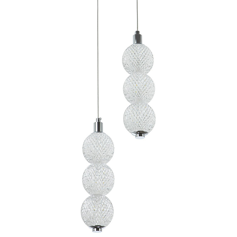 Подвесной светодиодный светильник с 2-мя плафонами Crystal Globule Hanging Lamp Chrome Прозрачный Хром Подвесной светодиодный светильник с 2-мя плафонами Crystal Globule Hanging Lamp Chrome Прозрачный Хром в Грозном | Loft Concept