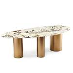 Обеденный стол с асимметричной столешницей на 3-х массивных золотых ножках Commonwealth Table варинант исполнения - 1 | Loft Concept в Грозном