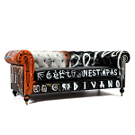 Диван Честерфильд граффити graffiti Orange Sofa натуральная кожа варинант исполнения - 1 | Loft Concept в Грозном