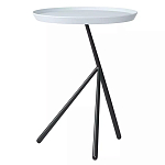 Столик приставной с круглой серой столешницей и черным основанием Round Stable Table варинант исполнения - 1 | Loft Concept в Грозном