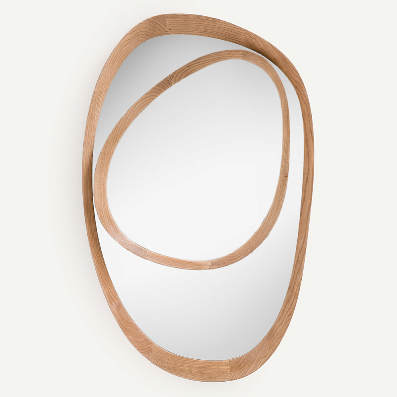 Ассиметричное зеркало в дубовой раме Infinity Symbol Светлый дуб в Грозном | Loft Concept 