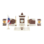 Настольный письменный набор из мрамора и лемезита с гербом и флагом России Marble Accessory варинант исполнения - 1 | Loft Concept в Грозном