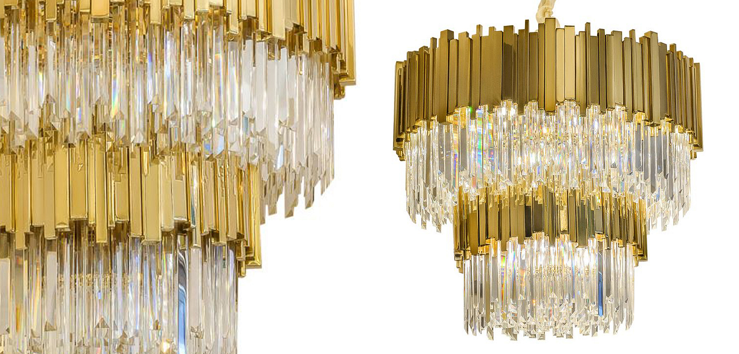 Круглая многоярусная люстра Luxxu Modern Cascade Chandelier Gold Metal Glass Круглая многоярусная люстра Luxxu Modern Cascade Chandelier Gold Metal Glass - Loft-Concept в Грозном