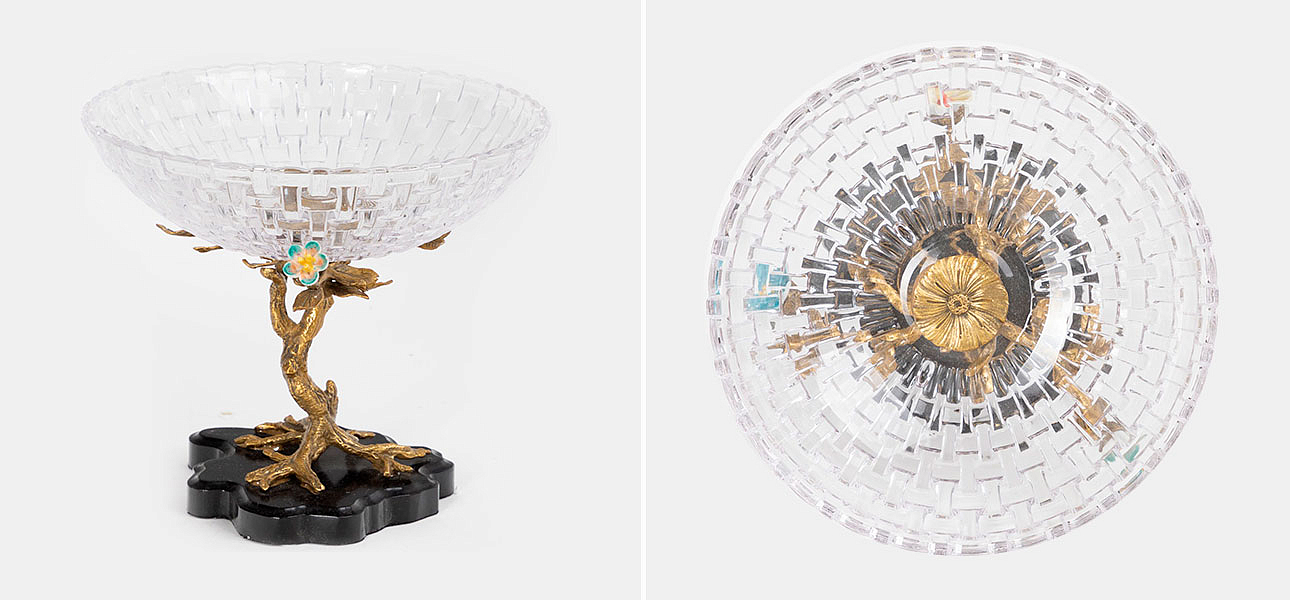 Ваза прозрачная на бронзовой подставке Flowers - Loft-Concept в Грозном