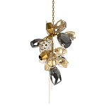 Люстра подвесная вытянутой формы с плафонами из стекла и металла с тремя вертикальными подвесками Gilded Mirage  варинант исполнения - 1 | Loft Concept в Грозном