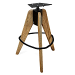 Барный стул со спинкой и металлической подставкой на 3-х деревянных ножках Горчичный Велюр Vendramin Chair варинант исполнения - 4 | Loft Concept в Грозном