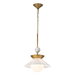 Подвесной светильник латунного цвета с конусовидным белым плафоном Quintiesse варинант исполнения - 3 | Loft Concept в Грозном