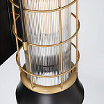 Настенный фонарь цилиндрической формы с рифленым стеклом в золотом каркасе на черном прямоугольном основании Eurofase варинант исполнения - 3 | Loft Concept в Грозном