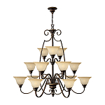 Люстра трехъярусная бронзового цвета с 15-ю кремовыми плафонами в форме чаш Hinkley варинант исполнения - 2 | Loft Concept в Грозном