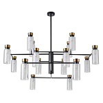 Люстра потолочная с 16-ю цилиндрическими плафонами из стекла и черным каркасом Noir Poise варинант исполнения - 1 | Loft Concept в Грозном