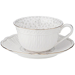 Чайная пара белого цвета из фарфора с рельефной фактурой 250 мл Floral Charm варинант исполнения - 1 | Loft Concept в Грозном