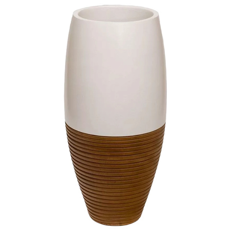 Ваза деревянная белая Vase of Thailand Белый Светло-коричневый  в Грозном | Loft Concept 