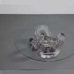 Дизайнерский журнальный стол с круглой прозрачной столешницей и основанием в виде цепи Hua Wang варинант исполнения - 2 | Loft Concept в Грозном