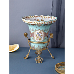 Ваза из голубого фарфора с рисунком птиц и цветов и декоративными элементами Blue Garden варинант исполнения - 6 | Loft Concept в Грозном