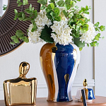 Ваза с крышкой и мазками синего и золого цвета на белом фоне Chinoiserie Ceramics варинант исполнения - 4 | Loft Concept в Грозном