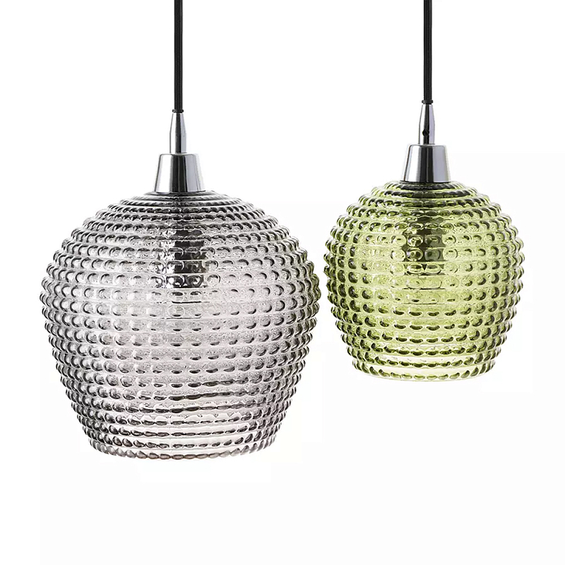 Подвесной светильник каскадный с 2-мя рельефными плафонами Cascade with Relief Lampshades Серый Зеленый Черный Подвесной светильник каскадный с 2-мя рельефными плафонами Cascade with Relief Lampshades Серый Зеленый Черный в Грозном | Loft Concept