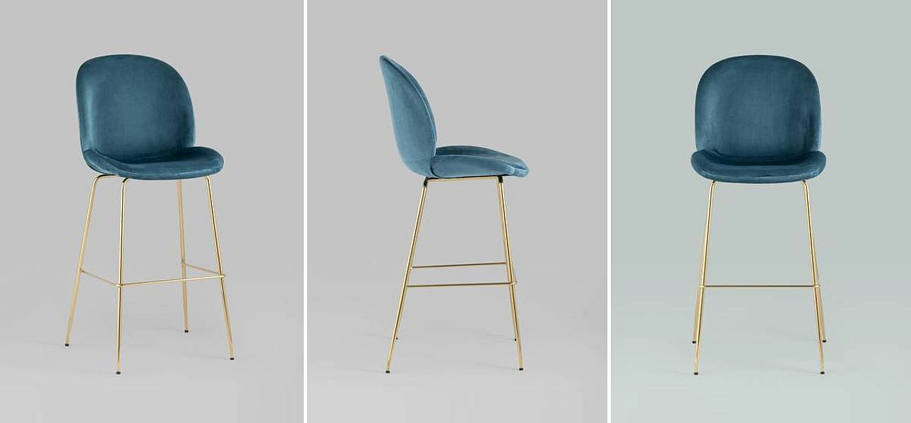 Барный Стул Синий Велюр Vendramin Chair Барный Стул Синий Велюр Vendramin Chair - Loft-Concept в Грозном
